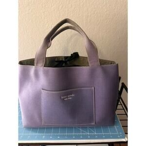 Kate Spade Purple Tote Bag | Structured Handbag with Pocket and ribbon tie top